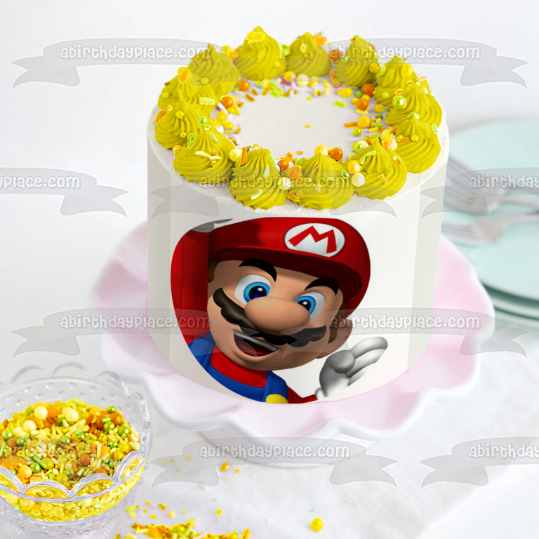 Super Mario Brothers Mario Smiling Edible Cake Topper Image ABPID13645