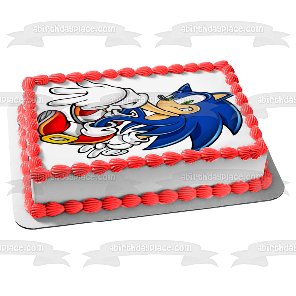 Sonic the Hedgehog Giving Peace Signs Edible Cake Topper Image ABPID13649