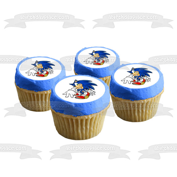 Sonic the Hedgehog Giving Peace Signs Edible Cake Topper Image ABPID13649