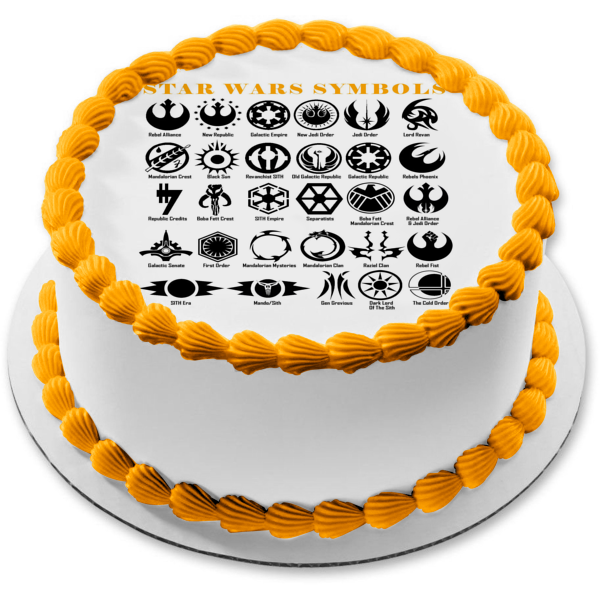 Star Wars Symbols Targentus Rebel Alliance Jedi Symbol Empire Symbol Imperial Symbol Sith Empire Rebel Fist First Order Edible Cake Topper Image ABPID14983