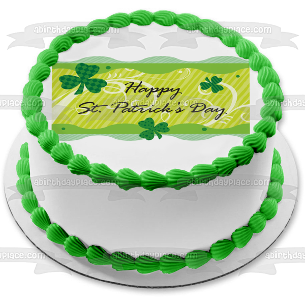 Decoración comestible para tarta con tréboles de 4 hojas del día de San Patricio, imagen ABPID13443 