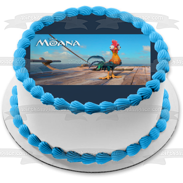 Decoración comestible para tarta con diseño de gallo Heihei de Moana de Disney, imagen ABPID15000 