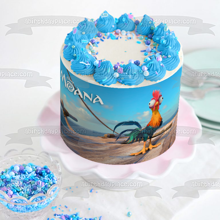 Decoración comestible para tarta con diseño de gallo Heihei de Moana de Disney, imagen ABPID15000 