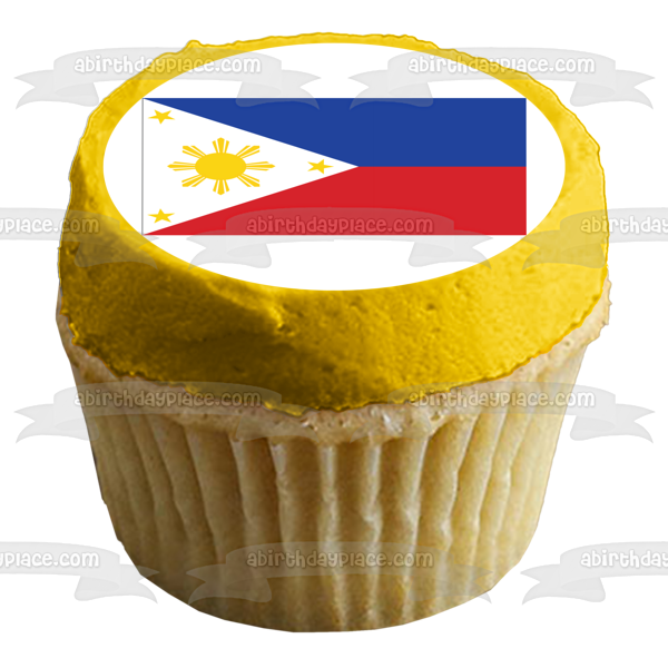 Bandera de Filipinas Rojo Azul Blanco Amarillo Imagen comestible para decoración de tarta ABPID13449 