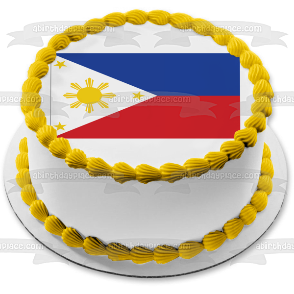 Bandera de Filipinas Rojo Azul Blanco Amarillo Imagen comestible para decoración de tarta ABPID13449 