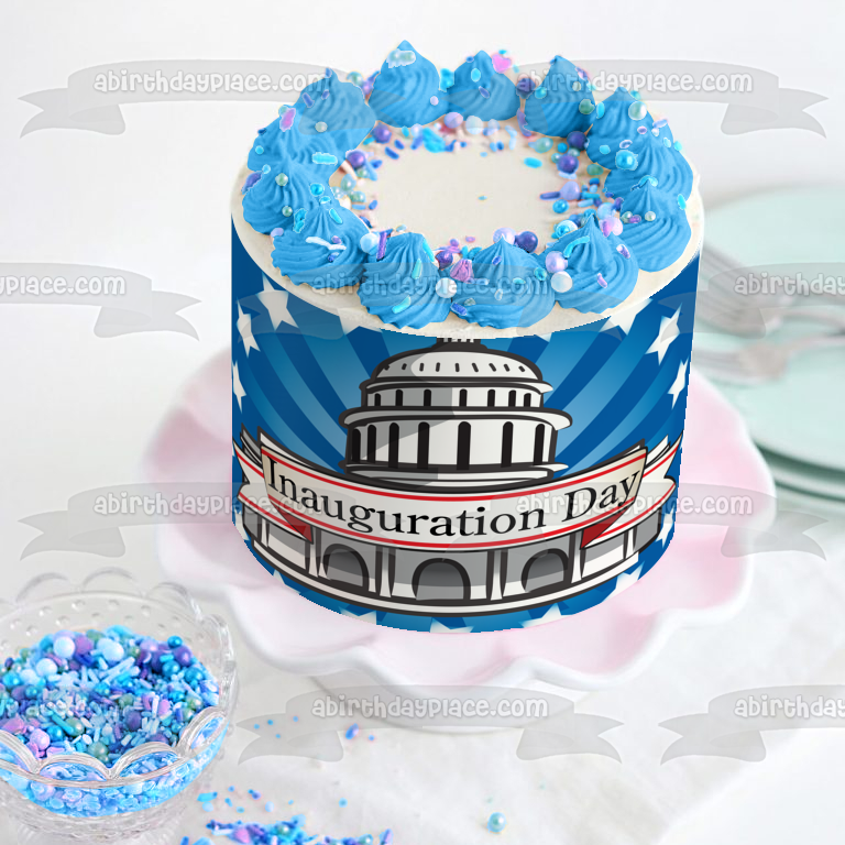 Presidential Inauguration Day White House Stars Edible Cake Topper Image ABPID13458