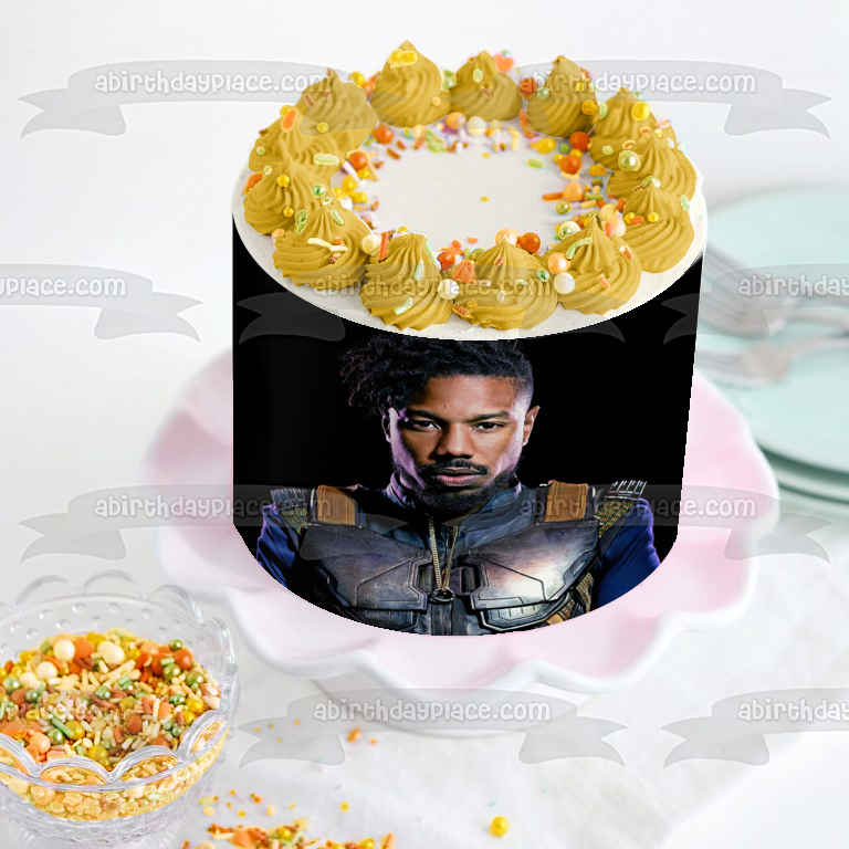 Black Panther Killmonger Black Background Edible Cake Topper Image ABPID15219