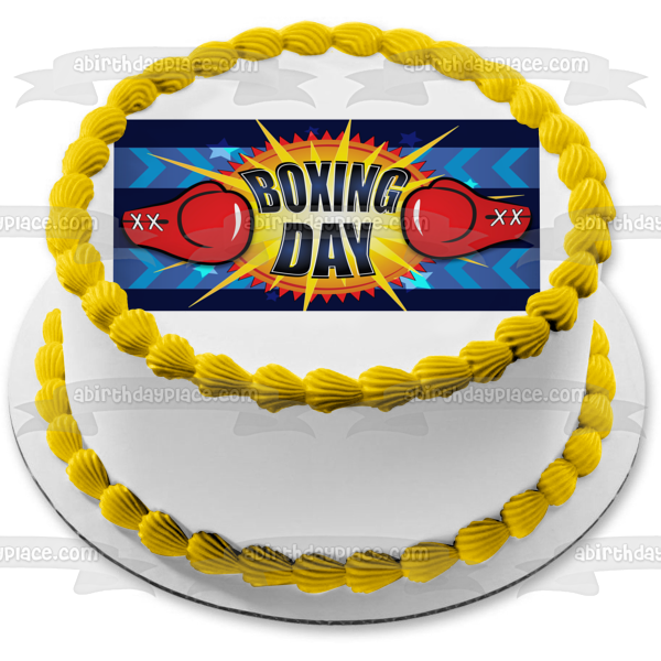 Boxing Day Sports Boxing Gloves Edible Cake Topper Image ABPID13570