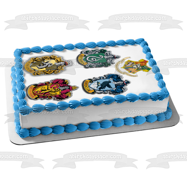 Harry Potter House Shields Slytherin Ravenclaw Hufflepuff Gryffindor Adorno comestible para tarta Imagen ABPID15301 