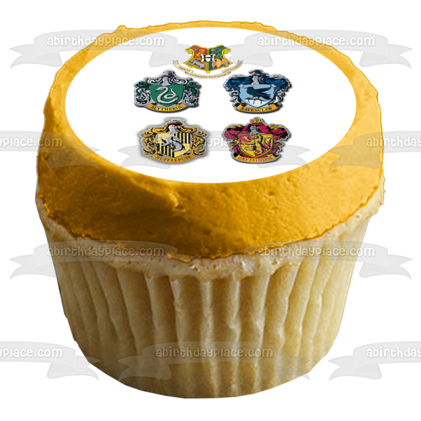 Harry Potter House Shields Slytherin Ravenclaw Hufflepuff Gryffindor Adorno comestible para tarta Imagen ABPID15301 