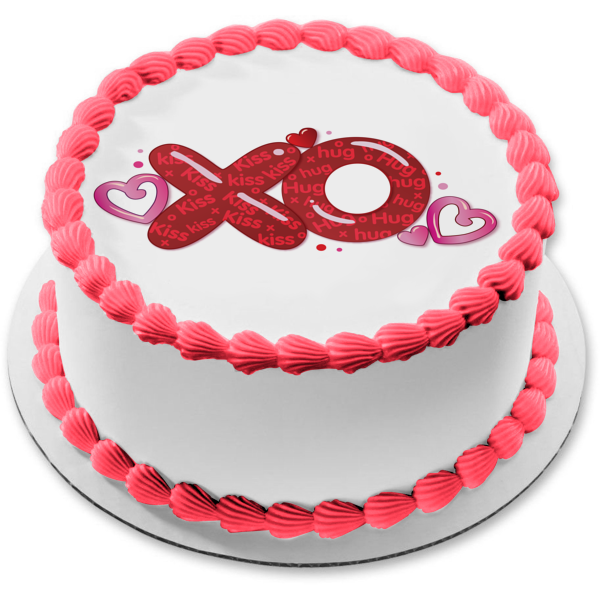 Imagen comestible para decoración de tarta Xo Kiss Hug Hearts ABPID13584 