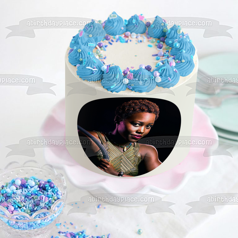 Black Panther Nakia Black Background Edible Cake Topper Image ABPID15376