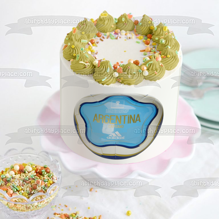 Argentina National Football Team Soccer Ball Edible Cake Topper Image ABPID20623