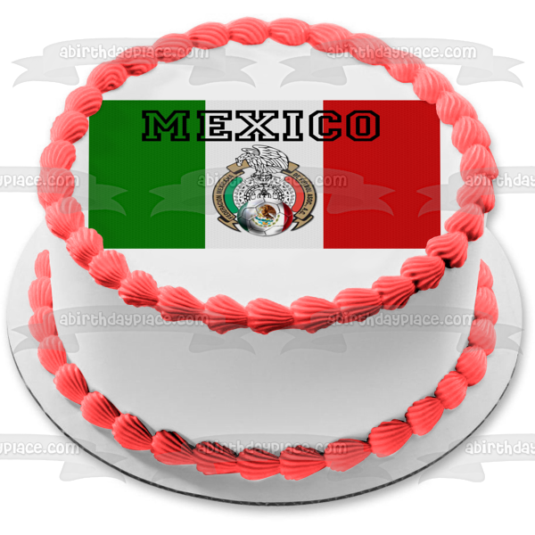 Mexico World Cup Flag Edible Cake Topper Image ABPID20649