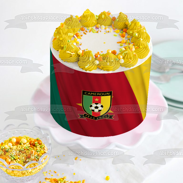 Imagen comestible para tarta con bandera del equipo nacional de fútbol de Camerún ABPID20660 