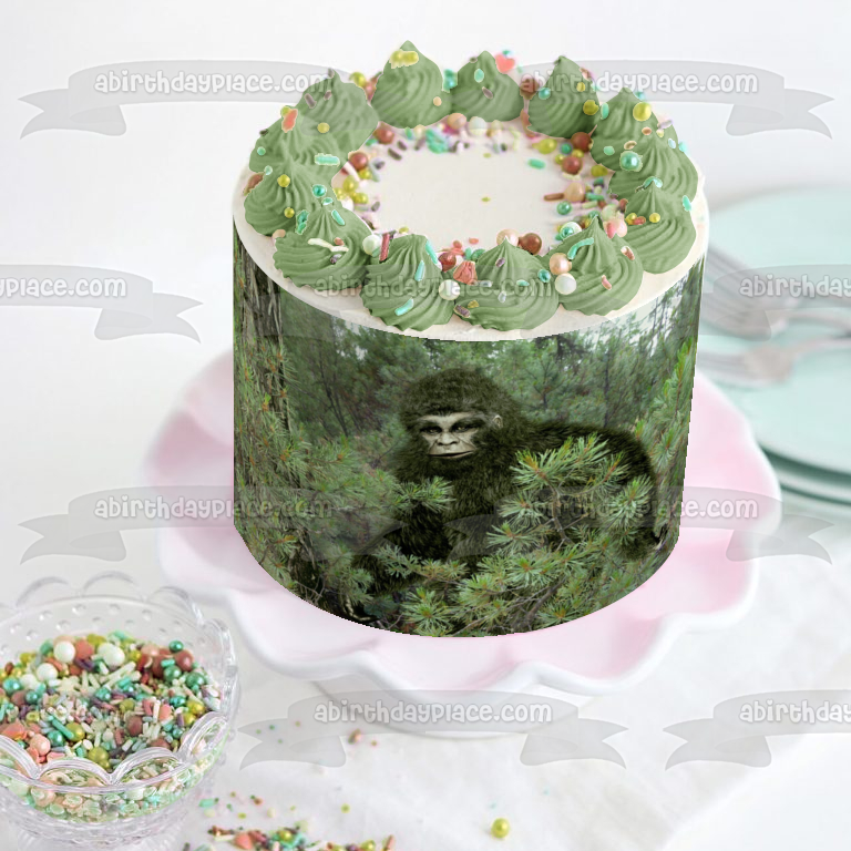 Brown Bigfoot Trees Bushes Edible Cake Topper Image ABPID15522