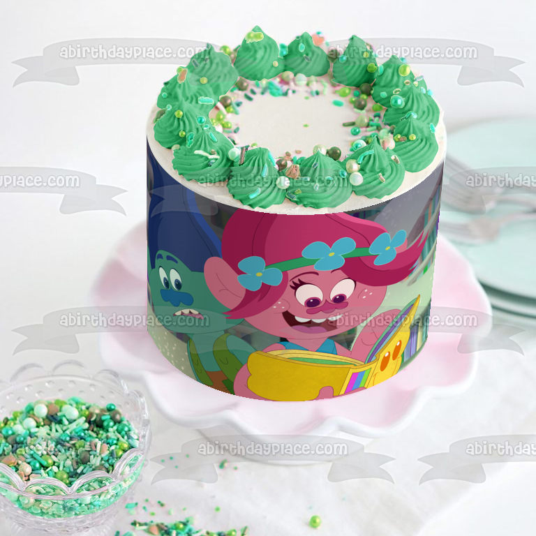 Imagen comestible para tarta con diseño de Trolls Beat Goes on Branch Poppy ABPID15526 