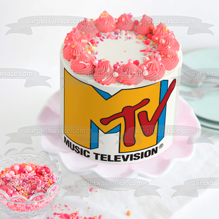 Imagen comestible para decoración de tarta con logotipo de Mtv, música, televisión, ABPID21775 