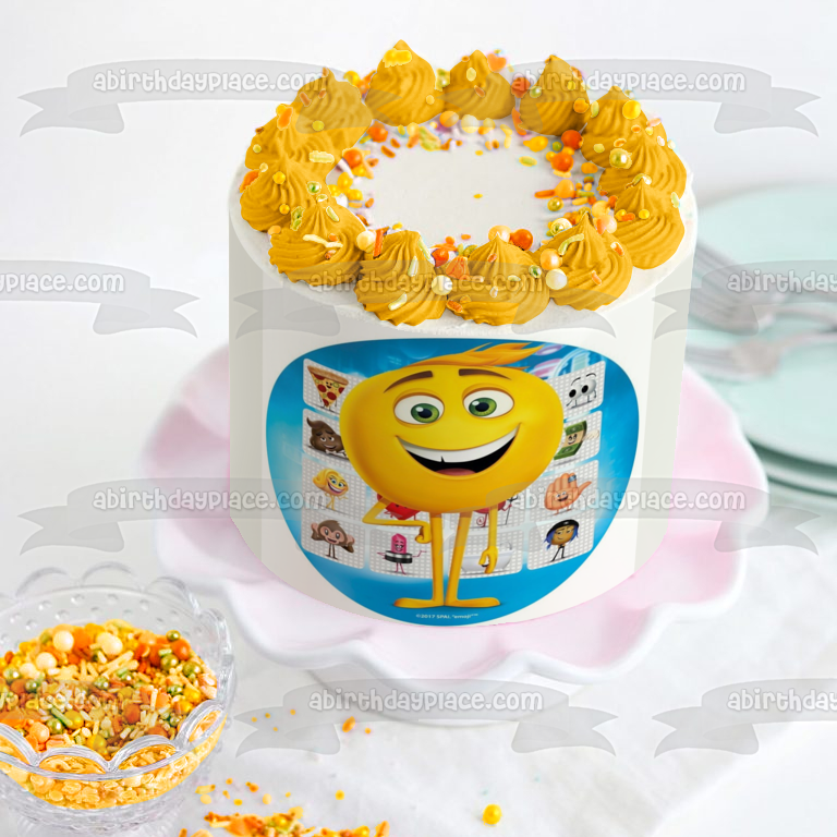 The Emoji Movie Surtido Emojis Poo Pizza Gene Jailbreak Hi-5 Mary Meh Edible Cake Topper Imagen ABPID21783 