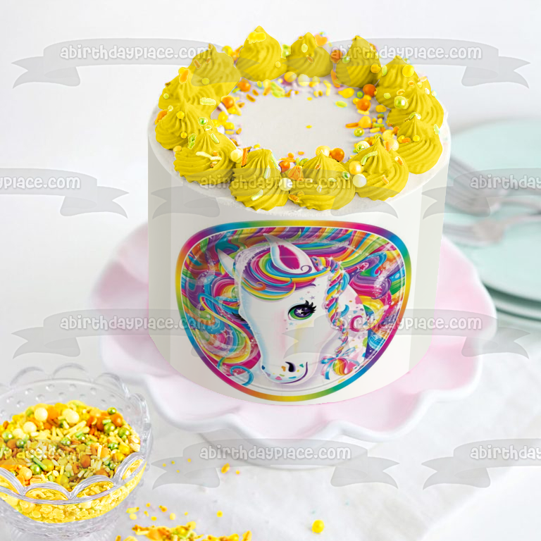 Unicorn Rainbow Hair Edible Cake Topper Image ABPID22036