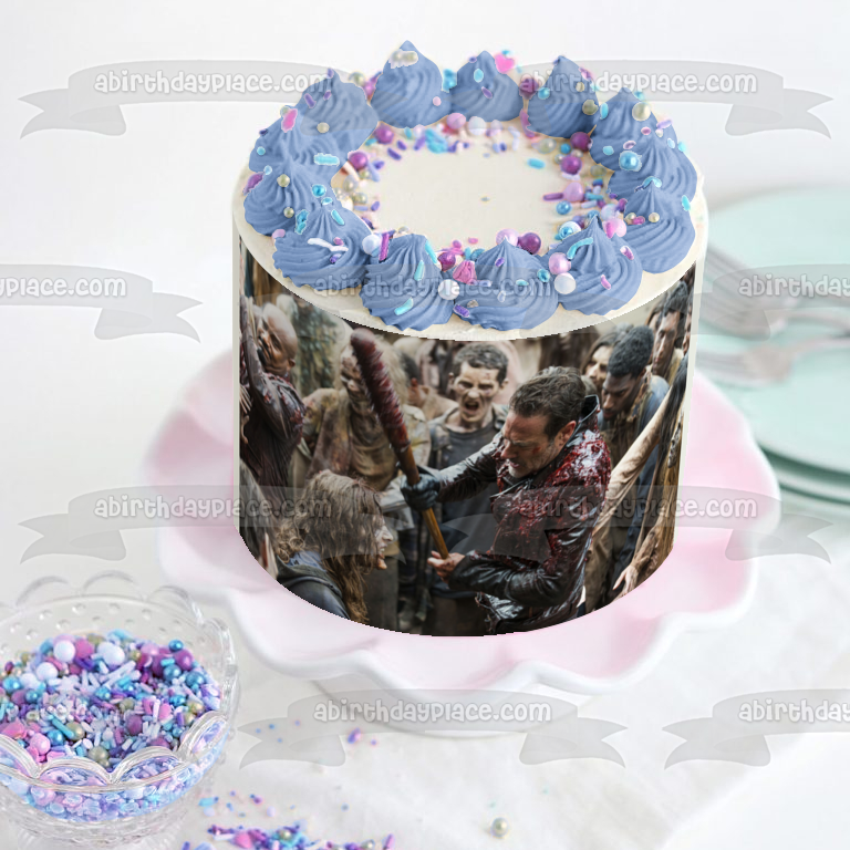 Imagen comestible para decoración de tarta de Negan Zombies de The Walking Dead ABPID22054 