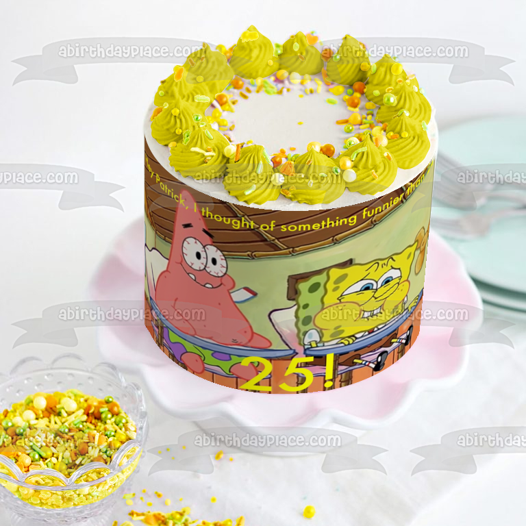 Decoración comestible para tarta de Bob Esponja y Patricio en el aula, imagen ABPID21833 