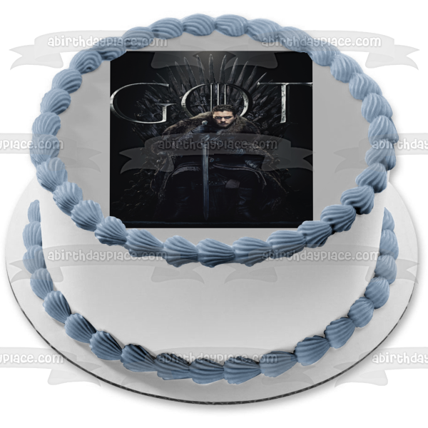 Game of Thrones Jon Snow the Final Season Black Angel Wings Edible Cake Topper Image ABPID22081