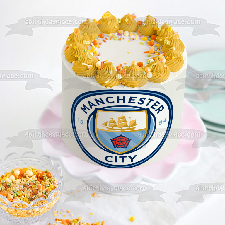 Manchester City Football Club Logo Soccer Edible Cake Topper Image ABPID21850