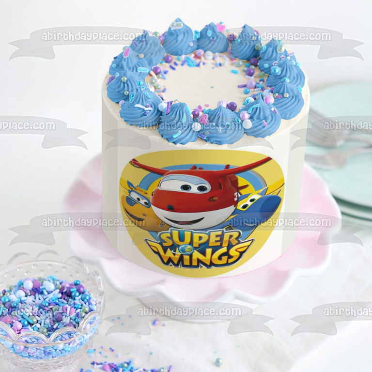 Imagen comestible para tarta con el logotipo de Super Wings Jett Jerome Donnie ABPID21870 