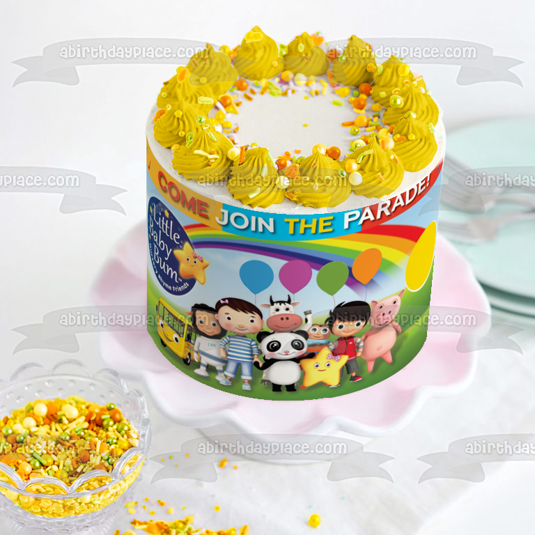 Little Baby Bum Ven y únete al desfile Jacus Twinkle The Star Yellow Bus Adorno comestible para tarta Imagen ABPID22111 