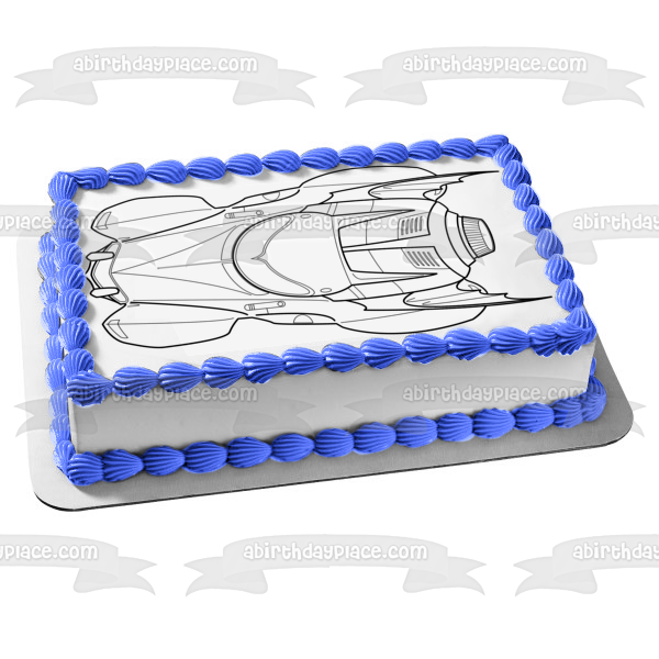 DC Comics Batmobile Black and White Edible Cake Topper Image ABPID22119