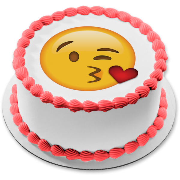 Kiss Emoji Heart Edible Cake Topper Image ABPID21900