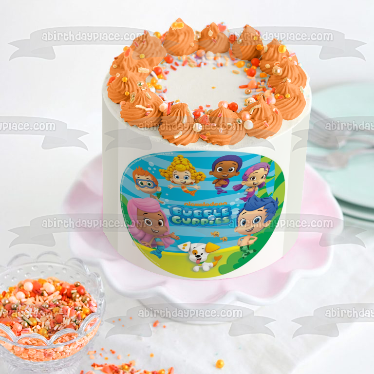 Bubble Guppies Log Gil Molly Deema Goby Oona Nonny Ocean Background Edible Cake Topper Image ABPID21904