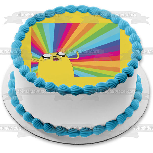 Adventure Time Jake the Dog Rainbow Background Edible Cake Topper Image ABPID22172