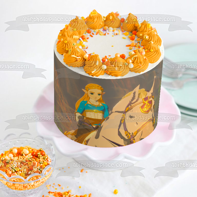 Decoración comestible para tarta con la leyenda de Zelda Breath of the Wild Zelda Horse Storm, imagen ABPID22360 