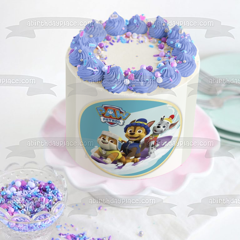 Decoración comestible para tarta con trineo de nieve de Paw Patrol Rocky Chase Marshall ABPID21992 