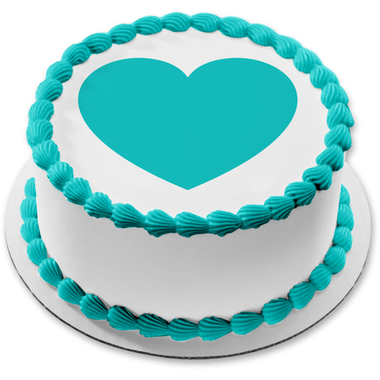 Blue Heart Edible Cake Topper Image ABPID22400