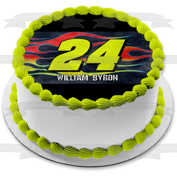 Nascar William Byron 24 Flames Logo Edible Cake Topper Image ABPID22402