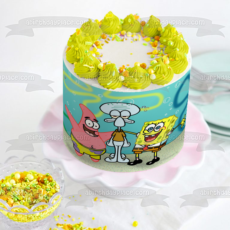 SpongeBob SquarePants Patrick Squidword Bikini Bottom Edible Cake Topper Image ABPID23503