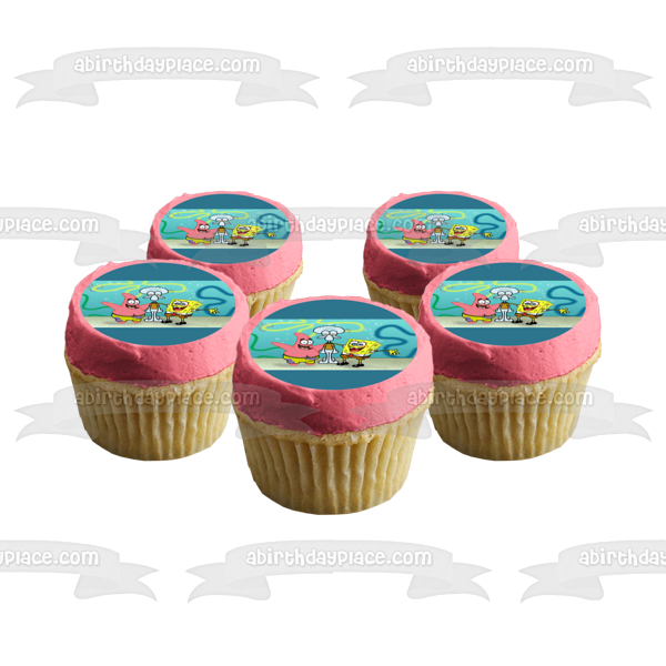 SpongeBob SquarePants Patrick Squidword Bikini Bottom Edible Cake Topper Image ABPID23503