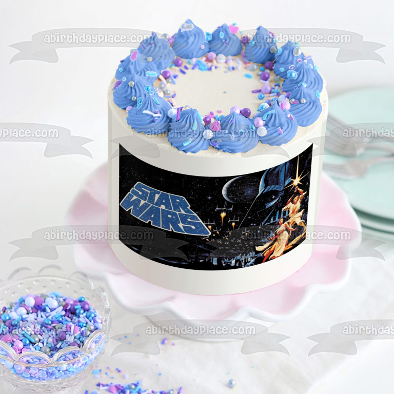 Star Wars Princess Leia Luke Skywalker Darth Vader Lightsaber Edible Cake Topper Image ABPID22503