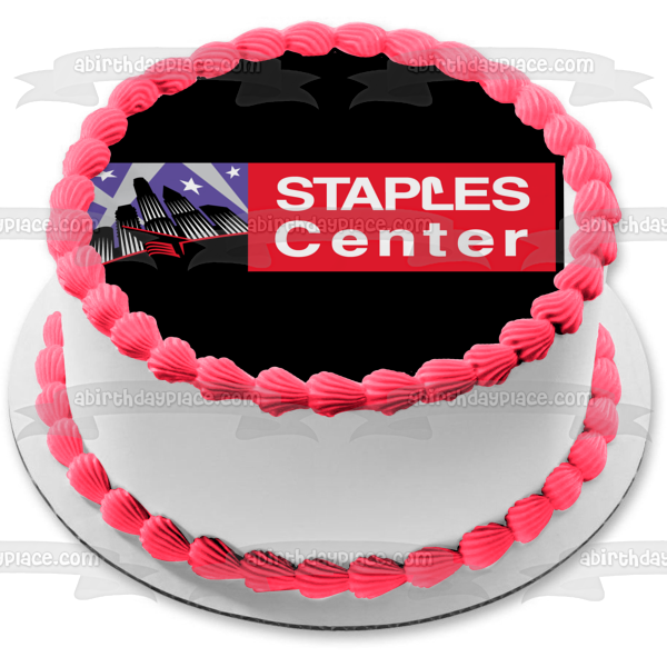 Imagen comestible para decoración de tarta con el logotipo del Staples Center, edificios y estrellas ABPID24053 