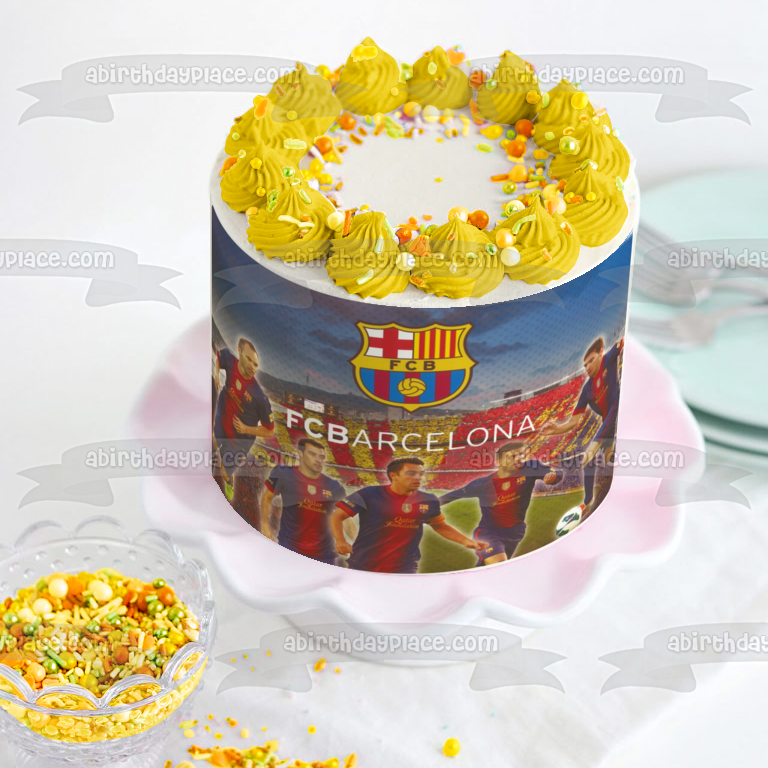 Fcb Barcelona Logo Barça Football Players Soccer Edible Cake Topper Image ABPID24123