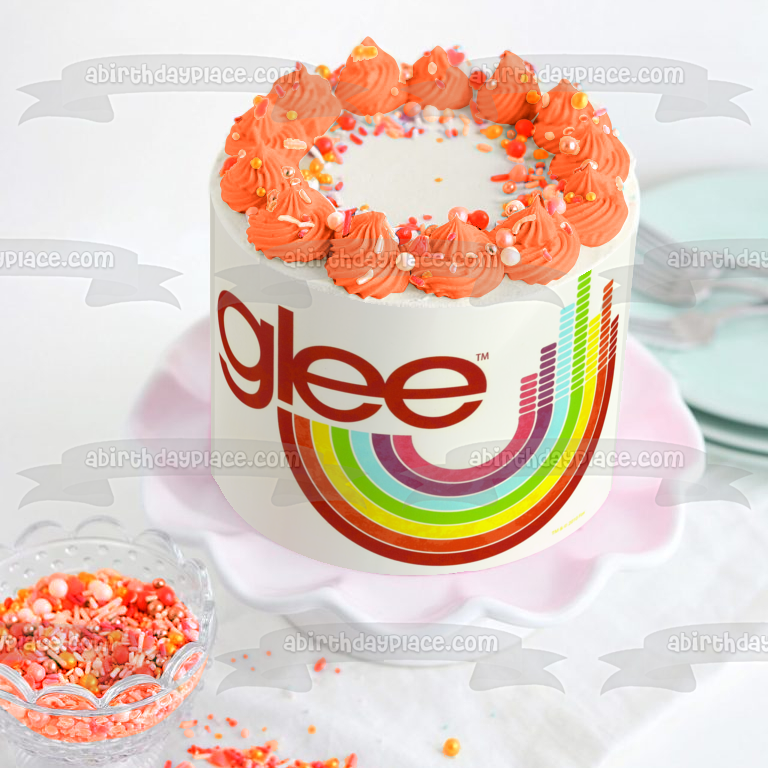 Glee Logo Rainbow Edible Cake Topper Image ABPID24362