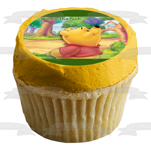 Disney Winnie the Pooh Butterfly Trees Background Edible Cake Topper Image ABPID24453