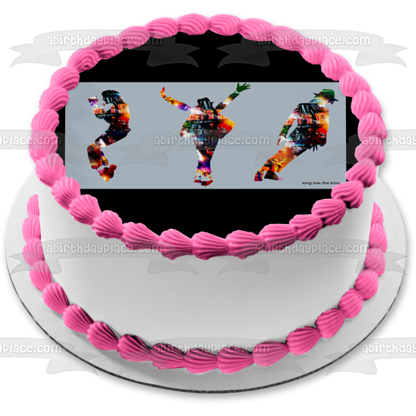 Decoración comestible para tarta con siluetas coloridas de Michael Jackson bailando ABPID26858 