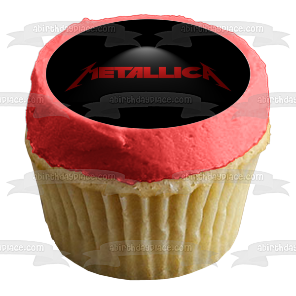 Imagen comestible para decoración de tarta con logotipo rojo de Metallica, fondo negro, ABPID26875 