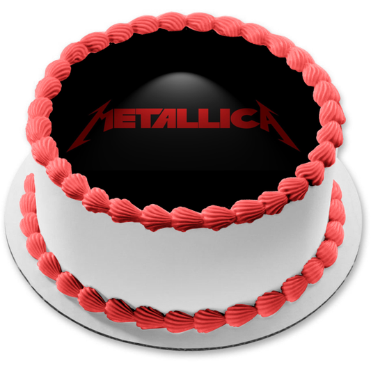 Imagen comestible para decoración de tarta con logotipo rojo de Metallica, fondo negro, ABPID26875 