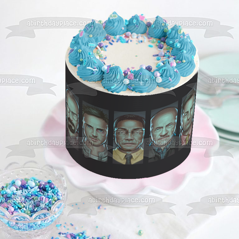 ¡Breaking Bad Cartoon Walter White, Jesse, Gus, Mike y Saul! Imagen comestible para decoración de tarta ABPID27023 