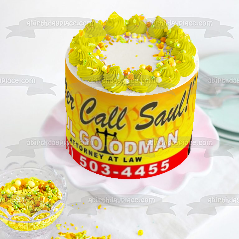 Better Call Saul Abogado Billboard Saul Goodman Imagen comestible para decoración de tarta ABPID27028 